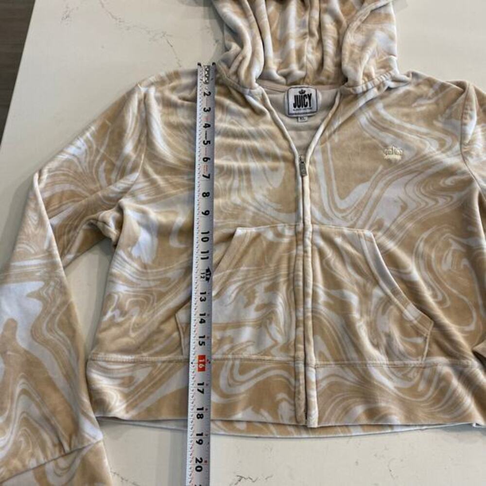 Juicy‎ Couture Cream and White Zip Up Crop Hoodie Sweatshirt size XL - Picture 7 of 8